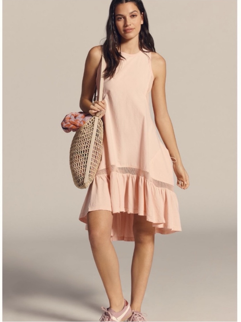 Nwt Anthropologie Daily Practice Hill Up Tiered High-Low Midi Dress, L